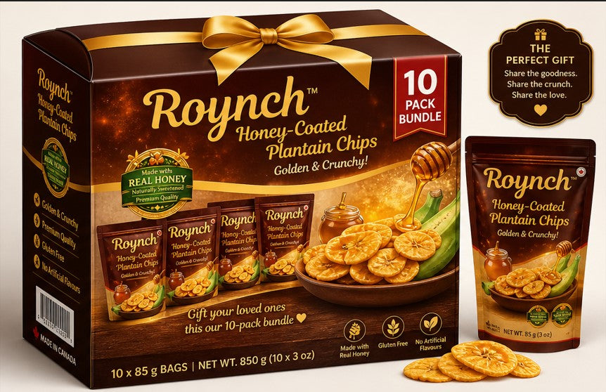 Honey-Coated Plantain Chips – 10-Pack Bundle (Golden Gift Box)