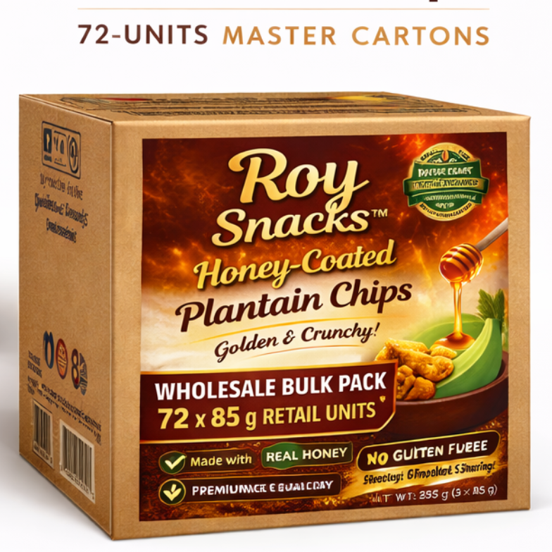 Honey-Coated Plantain Chips – 72 Pack Wholesale Bulk (Distributor Deal)