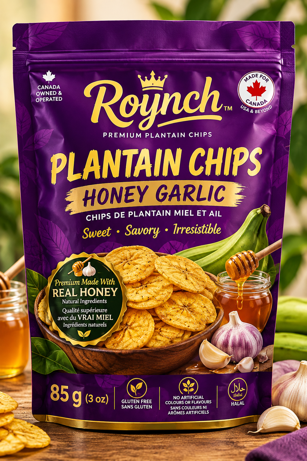 Honey Roasted Garlic Plantain Chips