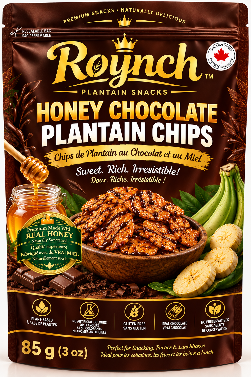 Honey Chocolate Plantain Chips (Coming Soon)